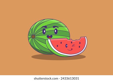 Cute Watermelon Cartoon Illustration Design