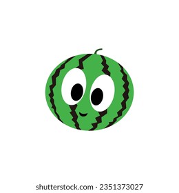 Cute watermelon cartoon illustration on white background. Fruit theme illustration.