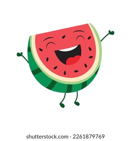 Cute watermelon cartoon mascot vector illustration