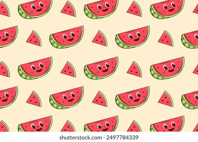 Cute watermelon cartoon patten backgorund