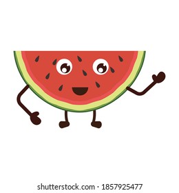 Cute Watermelon character, Watermelon cartoon vector illustration