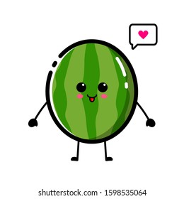 Cute watermelon character design with flat design style