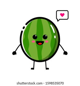 Cute watermelon character design with flat design style