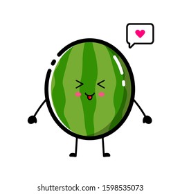 Cute watermelon character design with flat design style