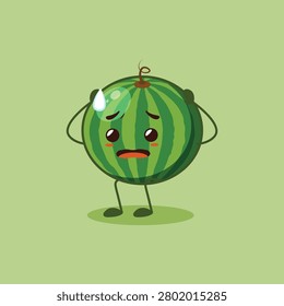 The cute Watermelon character feels guilty for forgetting something important