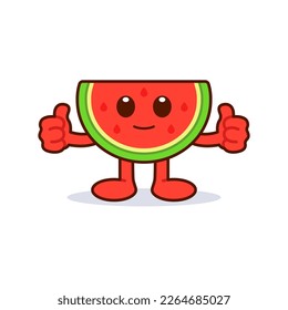 Cute Watermelon Character Giving Thumbs Up