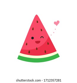 Cute watermelon character isolated on white background