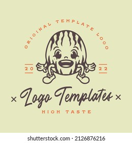 un bonito personaje de sandía. plantillas de logotipo.