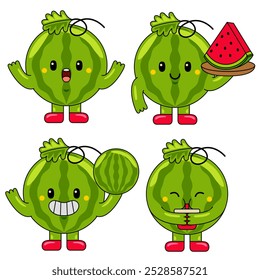 Cute Watermelon Character Mascot Illustration