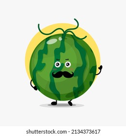 Cute watermelon character with mustache