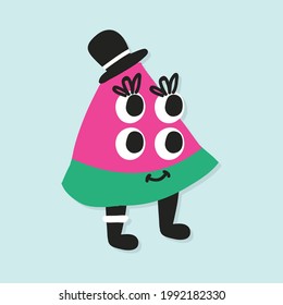 carácter tierno de sandía, fruto de verano, ilustración vectorial.