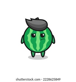 cute watermelon character with suspicious expression , cute style design for t shirt, sticker, logo element
