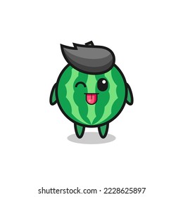 cute watermelon character in sweet expression while sticking out her tongue , cute style design for t shirt, sticker, logo element