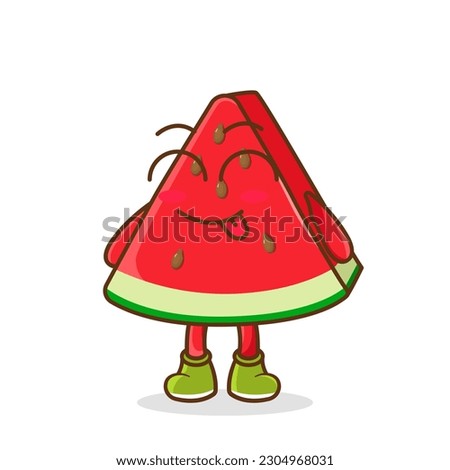 Cute watermelon character is teasing and sticking out his tongue. eyes closed tongue out emoji