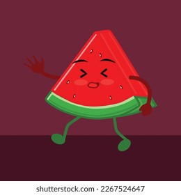 A cute watermelon character with a variety of expressions. Summer fruit. Watermelon character illustration