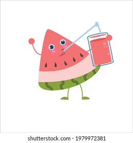 cute watermelon character vector template design illustration