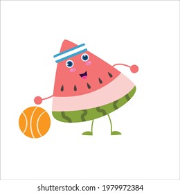 ilustración de diseño de plantillas vectoriales de caracteres de sandía lindo