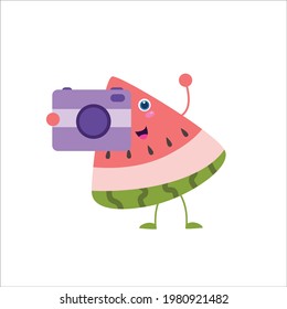 cute watermelon character vector template design illustration