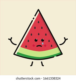 Cute watermelon cry illustration vector
