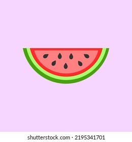 cute watermelon cut flat illustration simple isolated on soft purple background