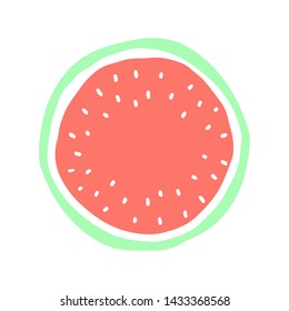 Cute Watermelon Drawing, Watermelon Cut In Half Illustration, Summer Fruit, Fresh Watermelon Drawing with white seeds 