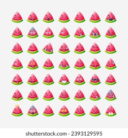 Cute watermelon with emoticon vector icon illustration