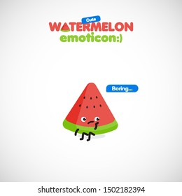 Cute watermelon emoticon, vector illustration
