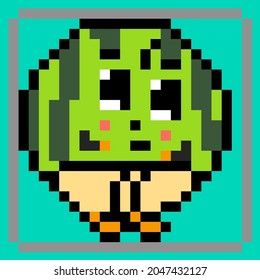 Cute Watermelon Fruits. Cute Baby Watermelon Pixel Art Illustration 