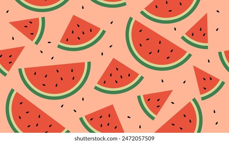 Cute watermelon fruits pattern background vector design