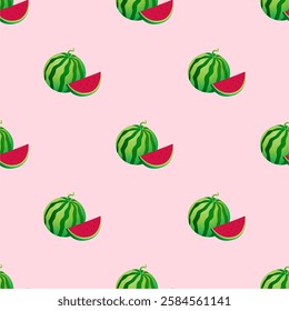 Cute watermelon fruits pattern background vector design