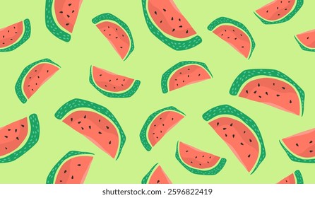 Cute watermelon fruits pattern background vector design