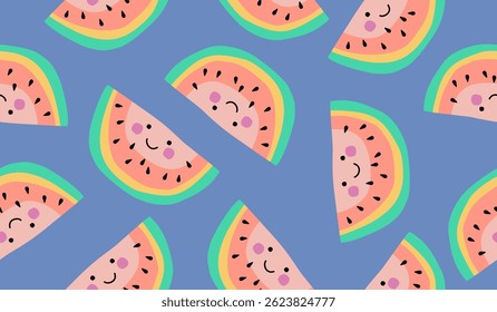 Cute watermelon fruits pattern background vector design