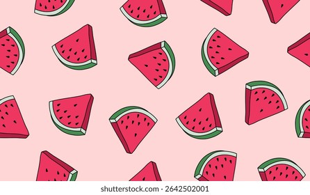 Design de vetor de fundo de padrão de frutas de melancia bonito
