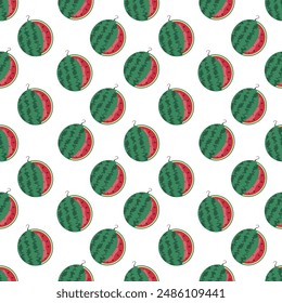 Cute watermelon fruits seamless  pattern background vector design. On a white background.