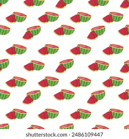 Cute watermelon fruits seamless  pattern background vector design. On a white background.