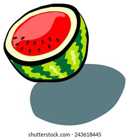 Cute Watermelon half vector cartoon
