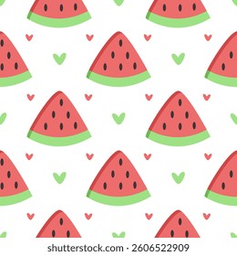 Cute watermelon hand drawn seamless pattern design for print on fabric and other uses