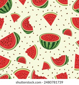 Cute watermelon Handdrawn seamless pattern