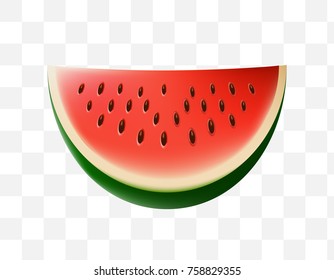 Cute Watermelon Icon on Transparent Background . Isolated Vector Illustration 