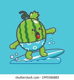 Cute watermelon illustration. Summer time. Cute vector design character. Vector isolated flat illustration for poster, brochure, web, mascot, sticker, logo and icon.