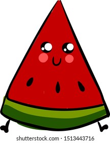 Cute Wassermelone, Illustration, Vektorgrafik auf weißem Hintergrund.