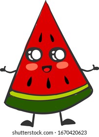 Cute watermelon, illustration, vector on white background.