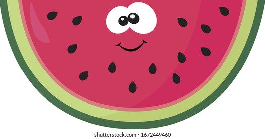Cute watermelon, illustration, vector on white background.