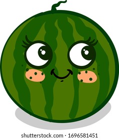 Cute watermelon, illustration, vector on white background