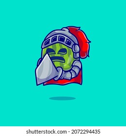 cute watermelon knight illustration, suitable for a cute watermelon mascot or t-shirt design illustration