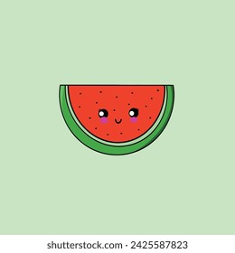 Cute watermelon mascot head illustration