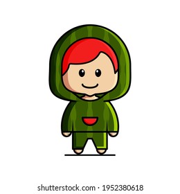 Cute watermelon-Maskottvektor-Design