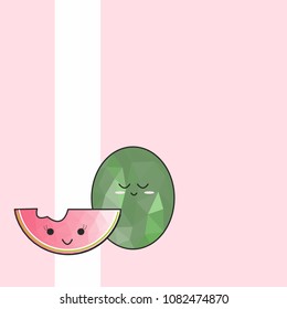cute watermelon on a pink background