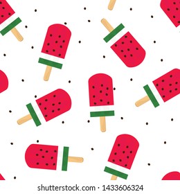 Cute watermelon on a stick seamless pattern