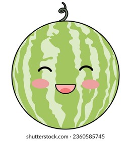 Cute watermelon in pastel colors, white background.